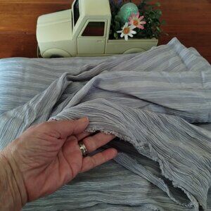 Grey/silver and white striped gauze-like DIY fabric for Easter/summer dresses